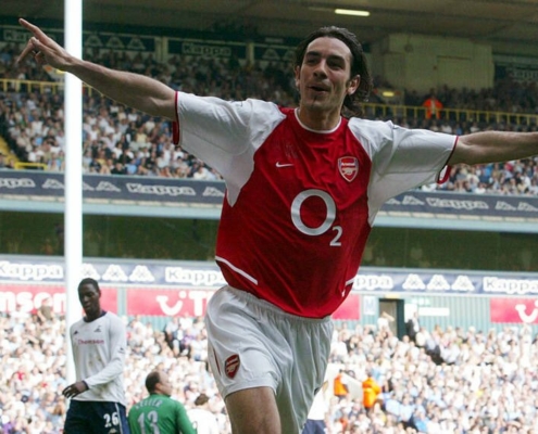 Pires celebrating his goal against the Spurs. NLD, COYG, FOYS